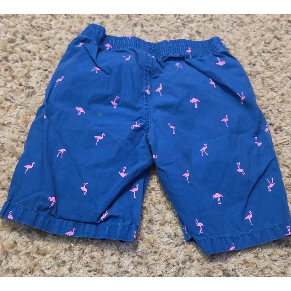 Carters Elastic Waistband‎ Flamingo Print Shorts Youth Size 5T Blue Pink
